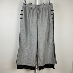 Misslook Wide Leg Palazzo Pants‎ Elastic Waist Bow Detail Gray Womens 4XL